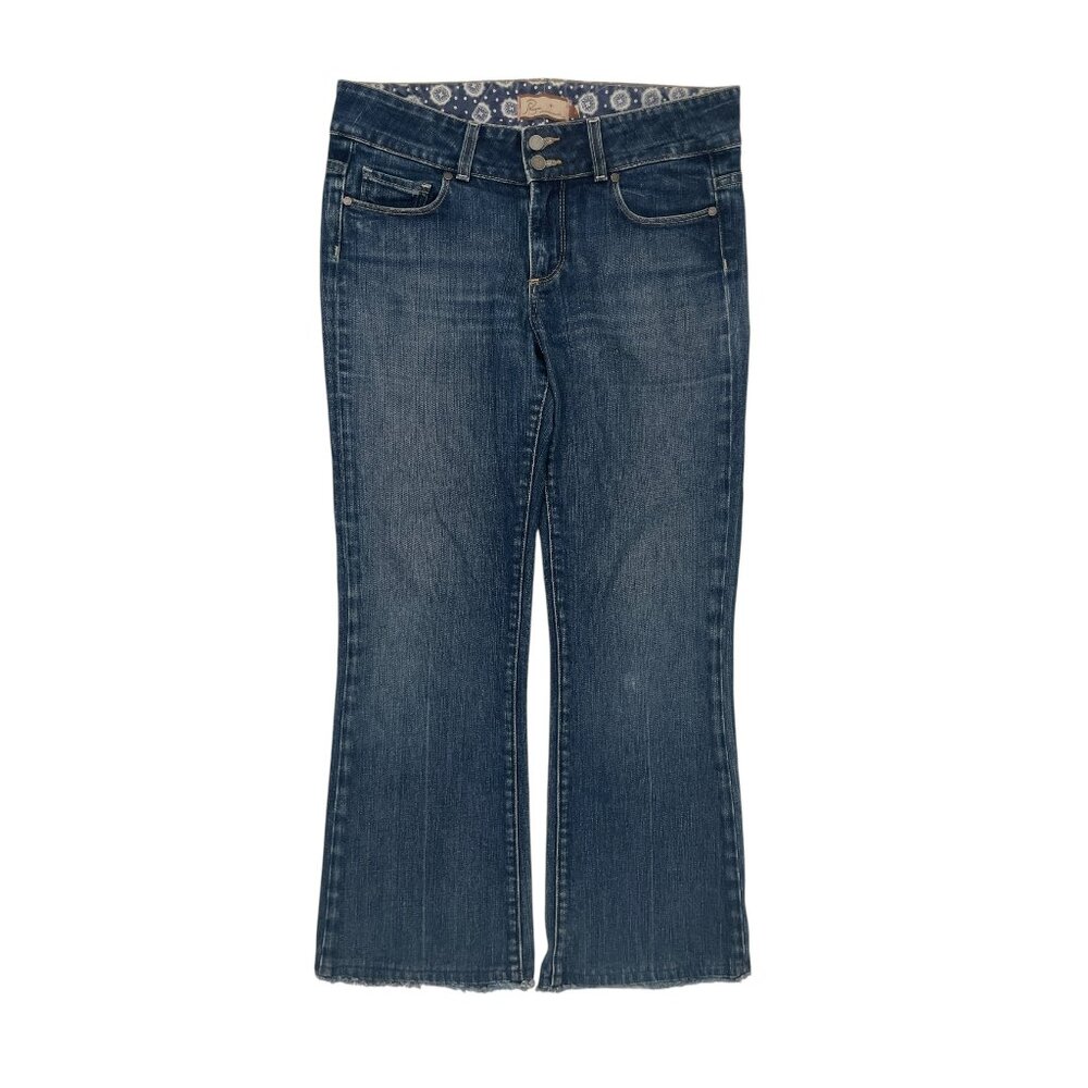 Paige Women’s Hidden Hills High Rise Raw Hem Bootcut Denim Jeans Size 29x26”
